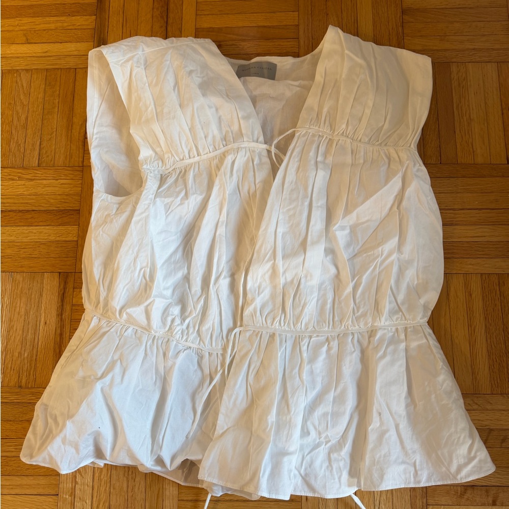 Modern Citizen White Sleeveless Peplum Blouse